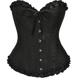 Women's Black Beauty Corset Tops Bustier Lingerie Lace Waist Push Up Bodysuit